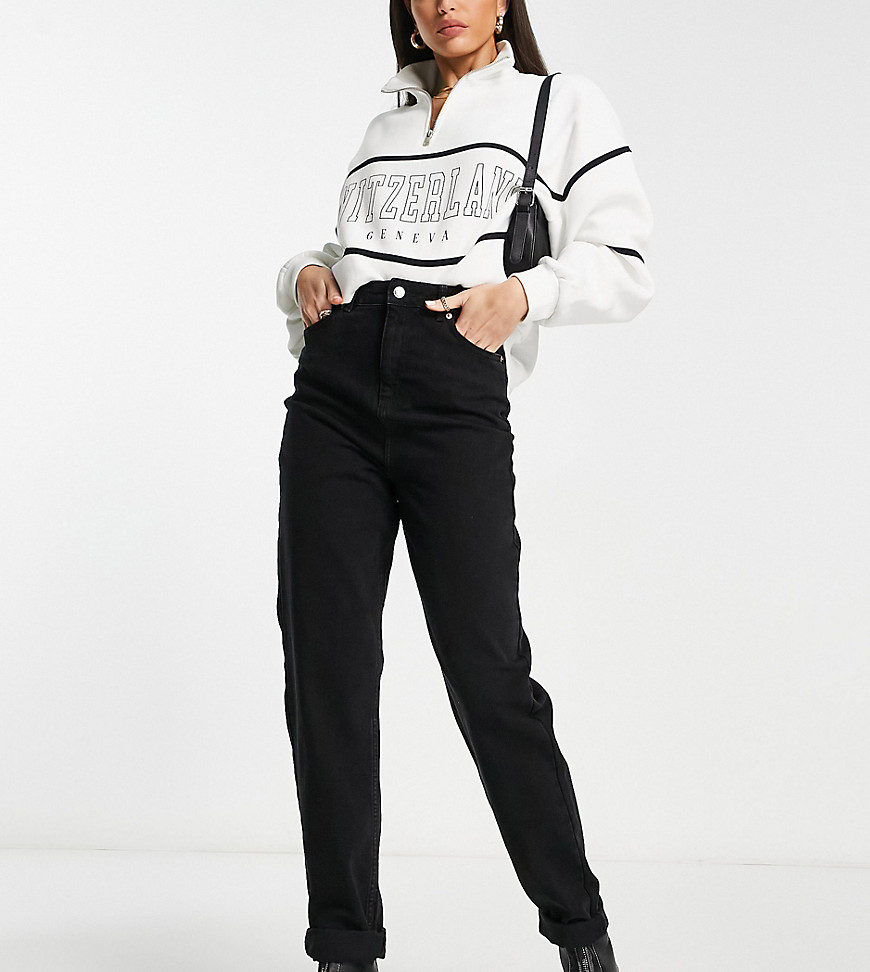 ASOS DESIGN Tall – Original – Schwarze Mom-Jeans mit hohem Bund