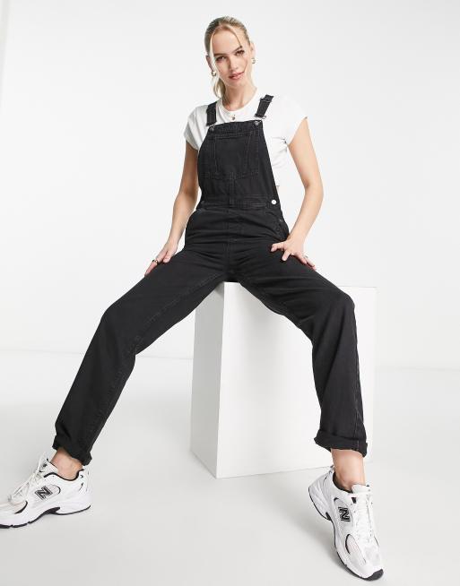 ASOS DESIGN Tall - Overalls i vasket sort denim i original pasform, 3 af 4