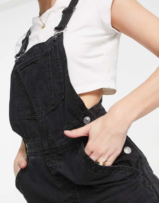 ASOS DESIGN Tall - Overalls i vasket sort denim i original pasform, 4 af 4