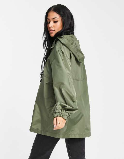 ASOS DESIGN Tall overhead rain jacket in khaki