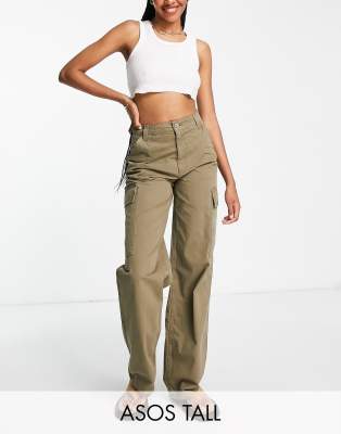 ASOS DESIGN Tall - Oversize-Cargohose in Khaki-Grün