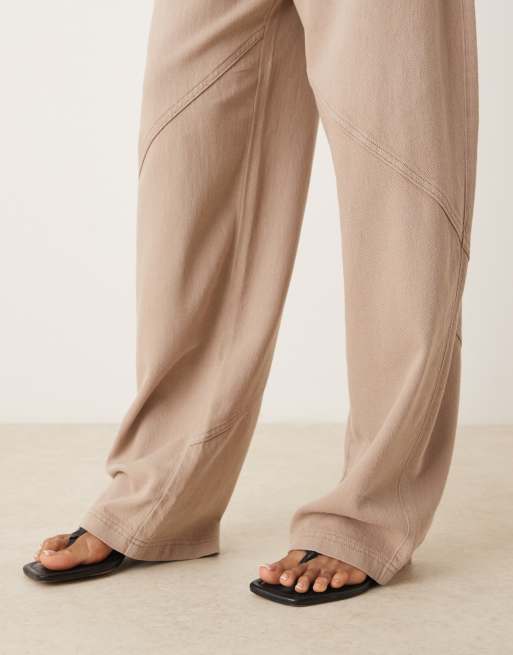 ASOS DESIGN Tall – Oversize-Hose in Pilzbraun mit verwaschenem Utility-Detail, 3 von 5