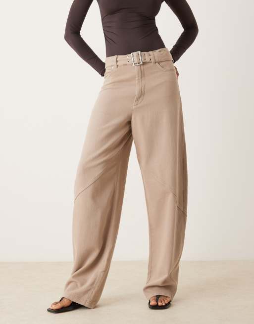 ASOS DESIGN Tall – Oversize-Hose in Pilzbraun mit verwaschenem Utility-Detail, 4 von 5