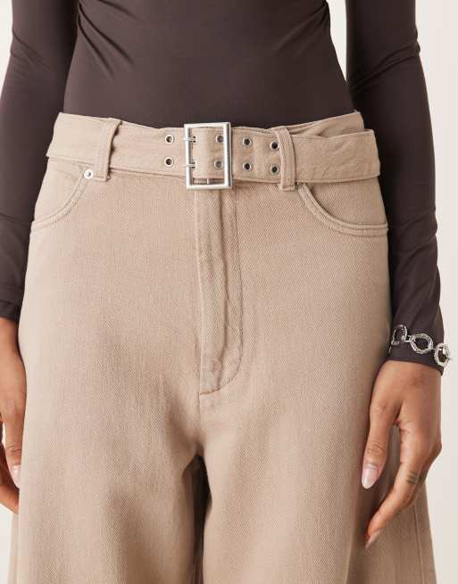 ASOS DESIGN Tall – Oversize-Hose in Pilzbraun mit verwaschenem Utility-Detail, 5 von 5
