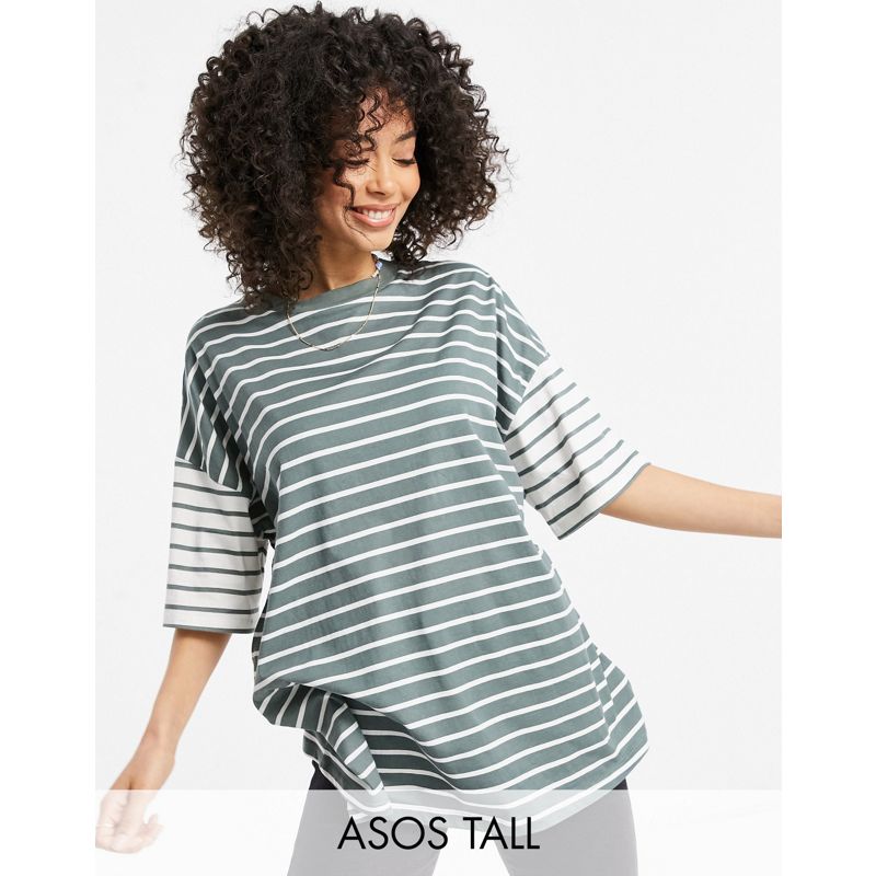DESIGN Tall – Oversize-T-Shirt mit verwaschenem Streifendesign