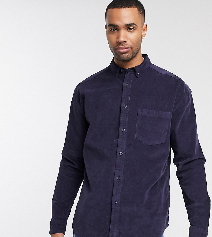 ASOS DESIGN Tall oversized 90s style corduroy shirt in navy