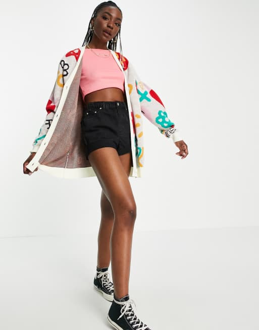 ASOS DESIGN Tall oversized cardigan with graffiti pattern