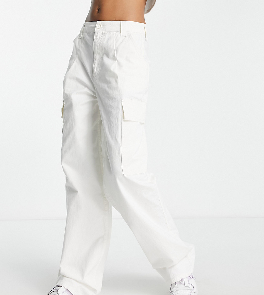 ASOS DESIGN Tall oversized cargo pants in ecru-White