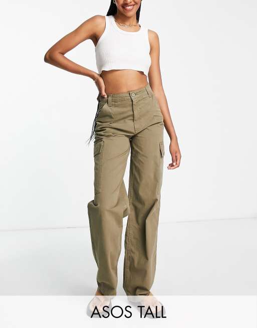 ASOS DESIGN oversized cargo pants with multi pocket in khaki