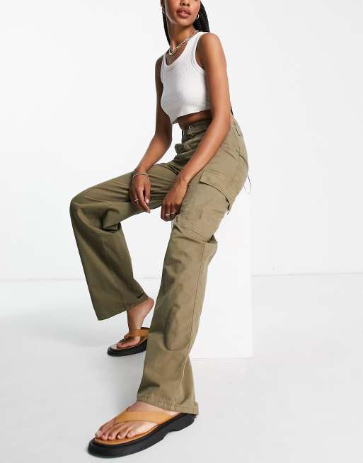 ASOS DESIGN oversized cargo pants with multi pocket in khaki