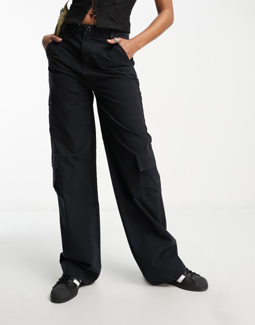 ASOS DESIGN Tall faux leather cargo pants in black