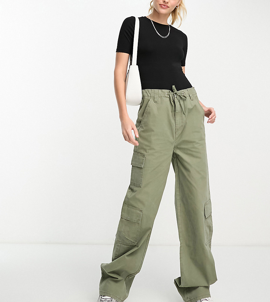 Asos Tall Asos Design Tall Oversized Cargo Pants With Multi Pockets In Khaki-green