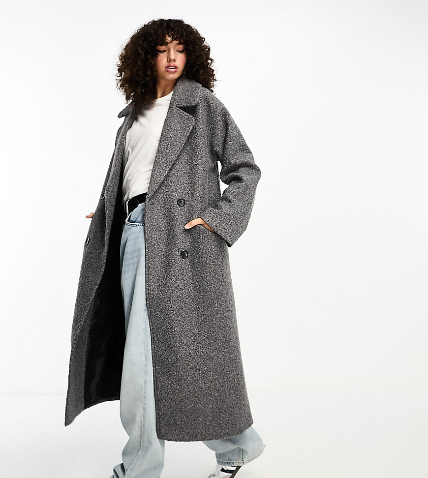 ASOS DESIGN Tall oversized chuck on coat in charcoal boucle-Grey