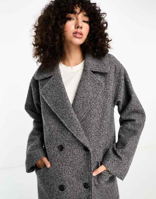 ASOS DESIGN Tall oversized chuck on coat in charcoal boucle | ASOS