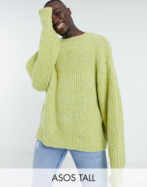 ASOS DESIGN Tall oversized chunky knit jumper in lime green