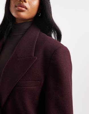 Asos Tall Asos Design Tall Oversized Dad Coat In Burgundy