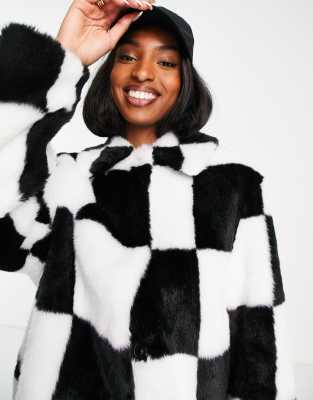 asos white faux fur coat