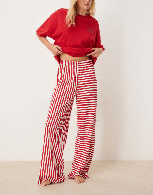 ASOS DESIGN Tall oversized graphic tee & wide leg pants pajama set in apres ski print