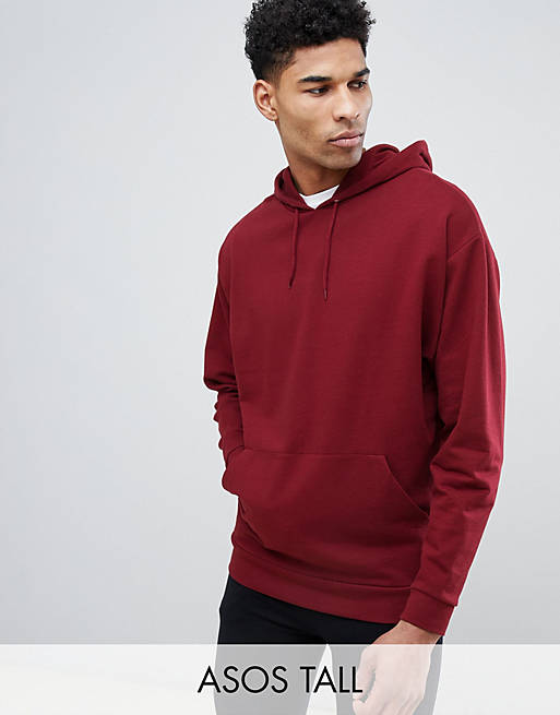 ASOS DESIGN Tall oversized hoodie in burgundy | ASOS