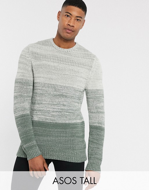 ASOS DESIGN Tall oversized jumper with block stripe in green