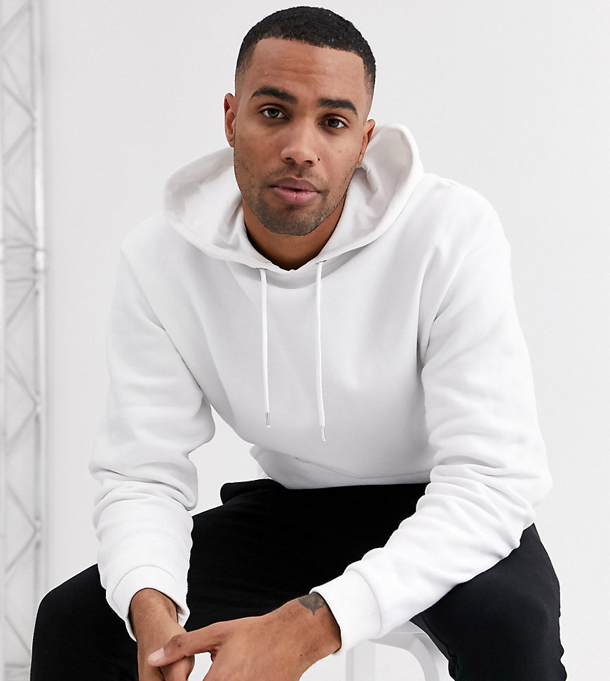 ASOS DESIGN Tall oversized longer length hoodie in white with silver side zips