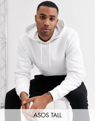 ASOS DESIGN Tall oversized longline hoodie in white with silver side zips