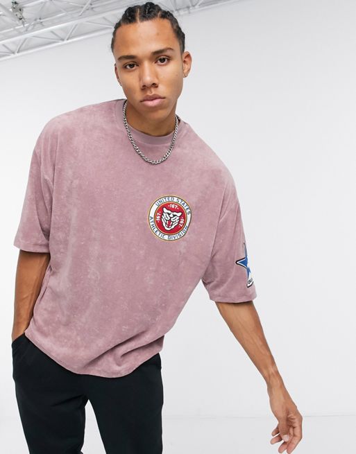 ASOS DESIGN oversized t-shirt in orange towelling with embroidery