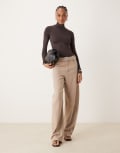 [ASOS DESIGN] ASOS DESIGN Tall oversized pants with laundered utility detail in mushroom-Neutral 6 Mushroom