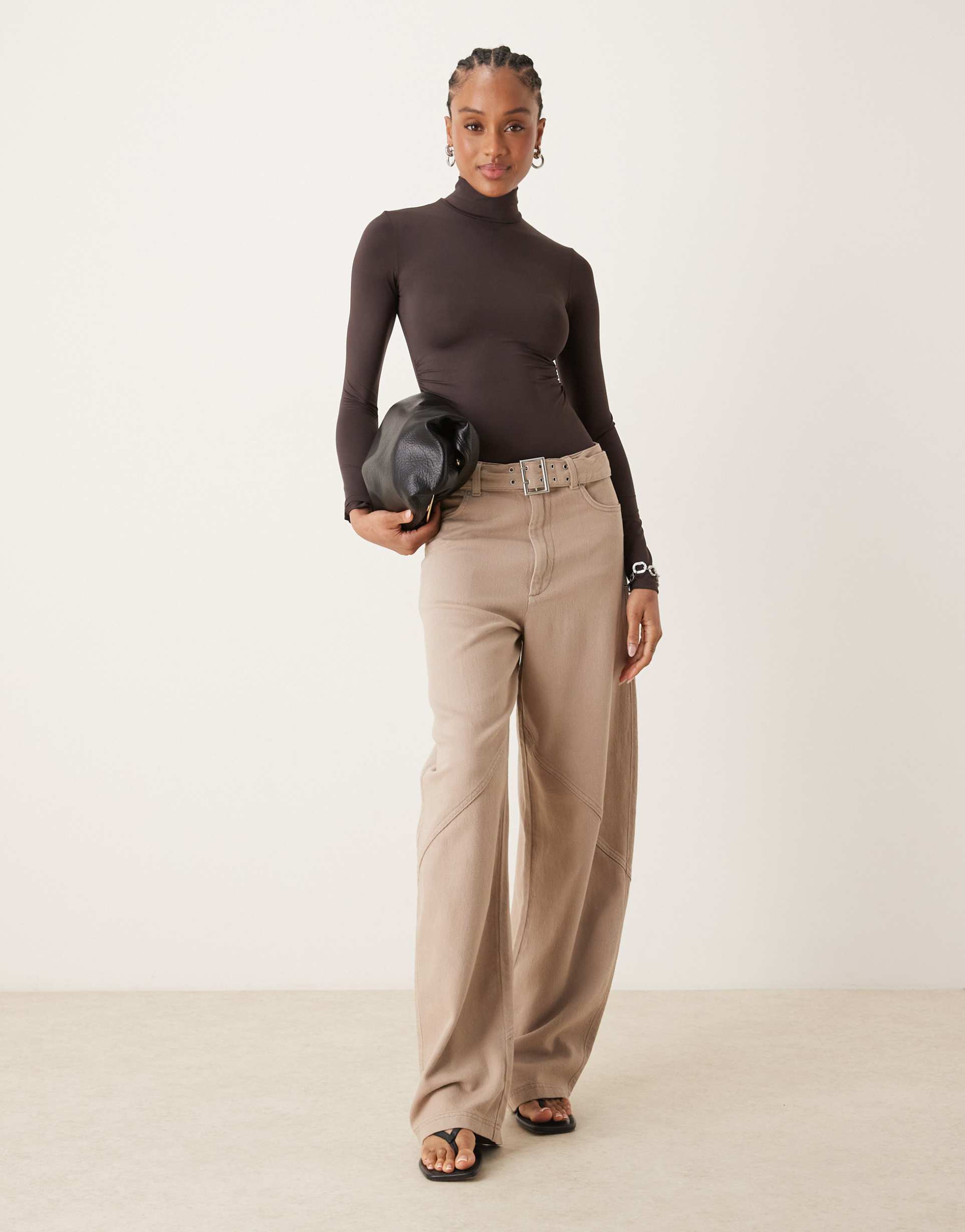 asos design tall oversized pants with laundered utility detailing in mushroom