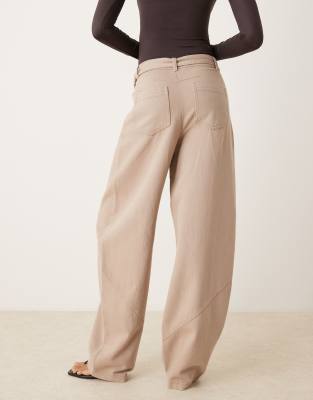 Asos Design Tall Oversized Pants With Laundered Utility Detailing In Neutral