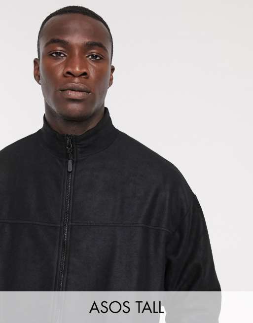 ASOS DESIGN oversized polar fleece track jacket in black