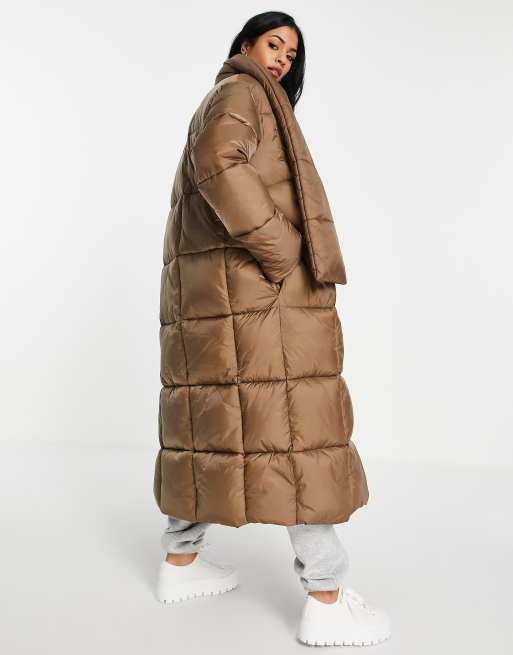 ASOS DESIGN oversized quilted puffer jacket in brown