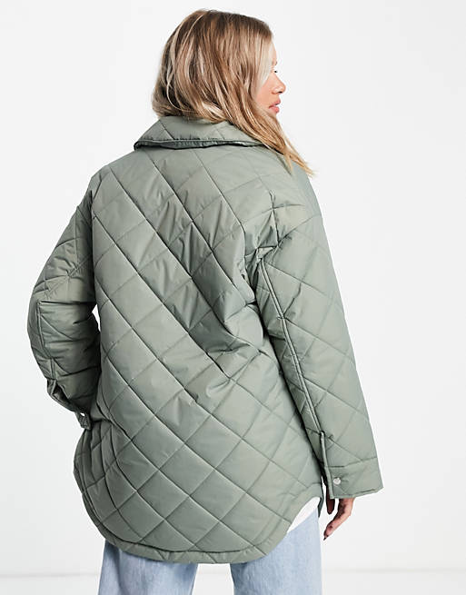 Coats & Jackets Tall oversized quilted shacket in sage 