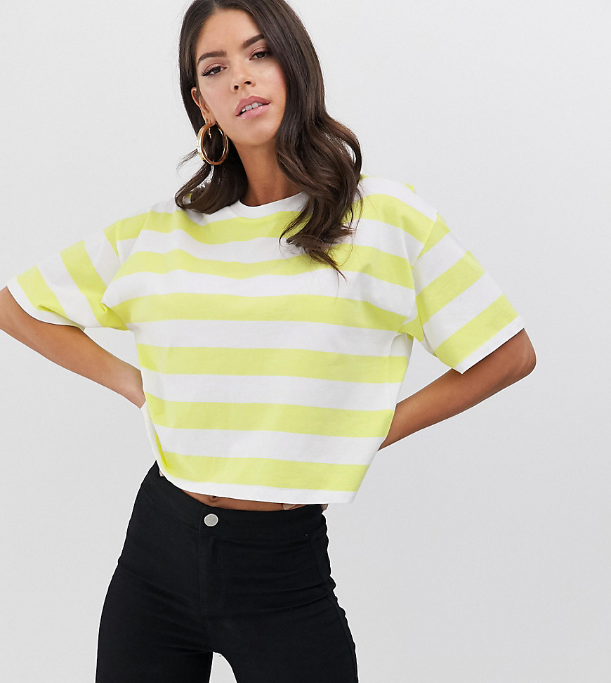 ASOS DESIGN - Tall - Oversized recht T-shirt met neon strepen-Geel
