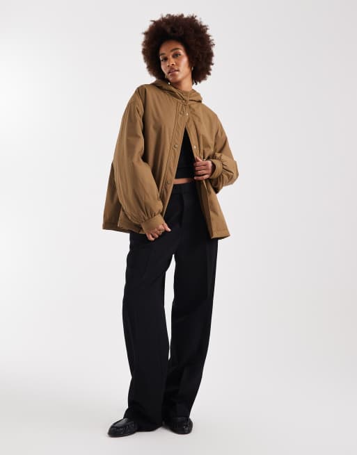 ASOS DESIGN Tall - Oversized regenjas met fleecevoering in olijfgroen, 2 van 4