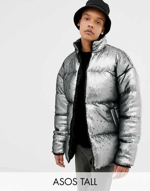 ASOS DESIGN puffer jacket in silver