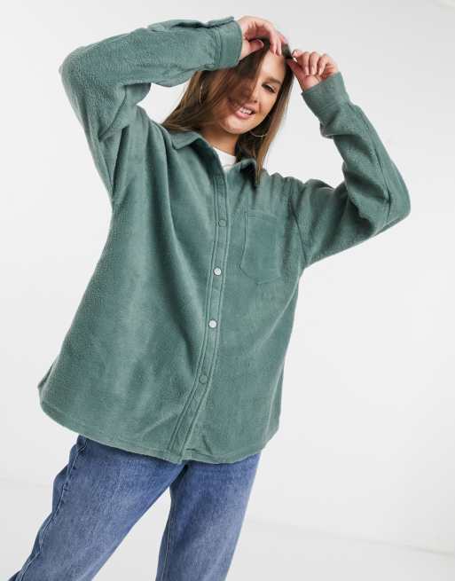 ASOS DESIGN Tall oversized shacket in fleece ASOS