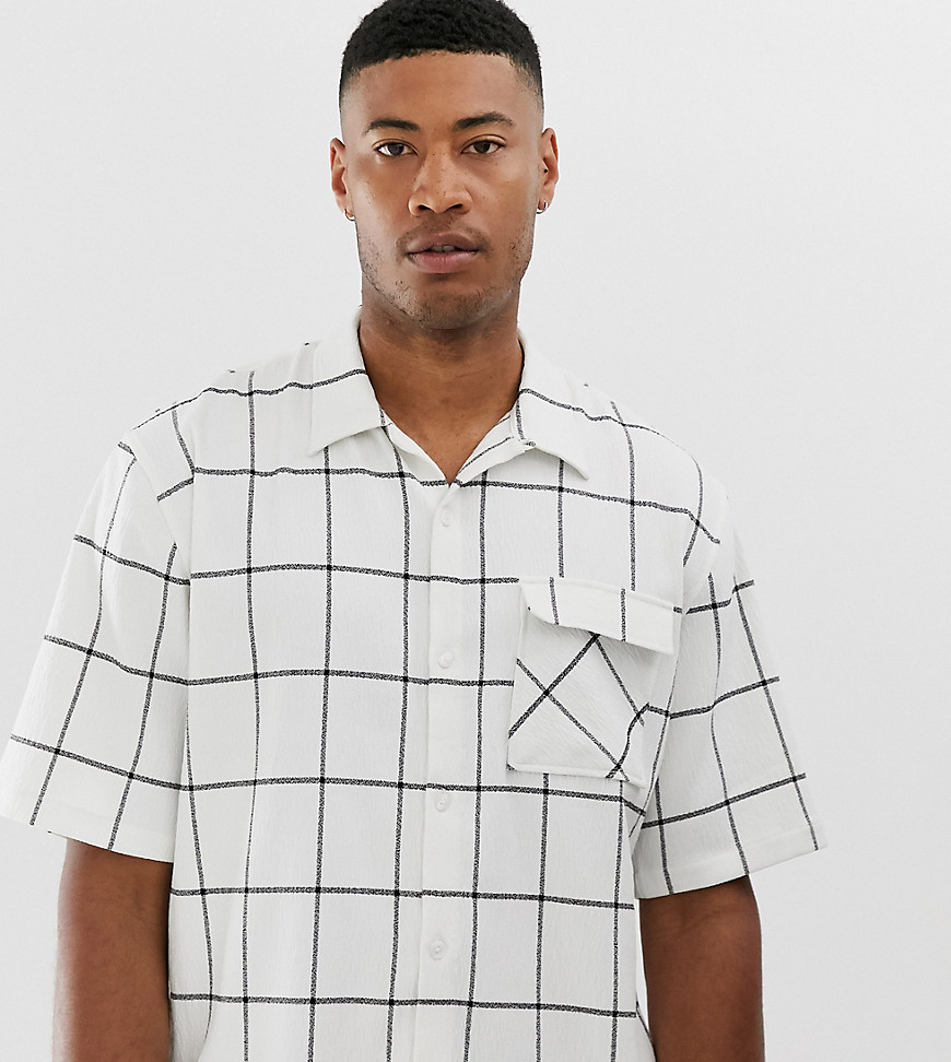 ASOS DESIGN Tall oversized shirt in windowpane check-White