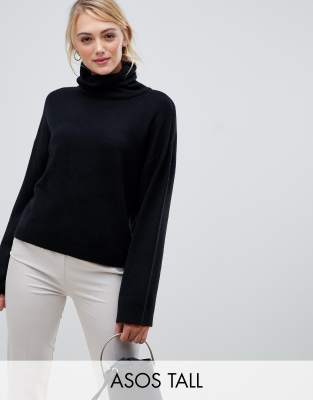 oversized black roll neck jumper