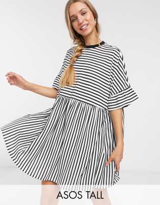 t shirt dress black and white striped