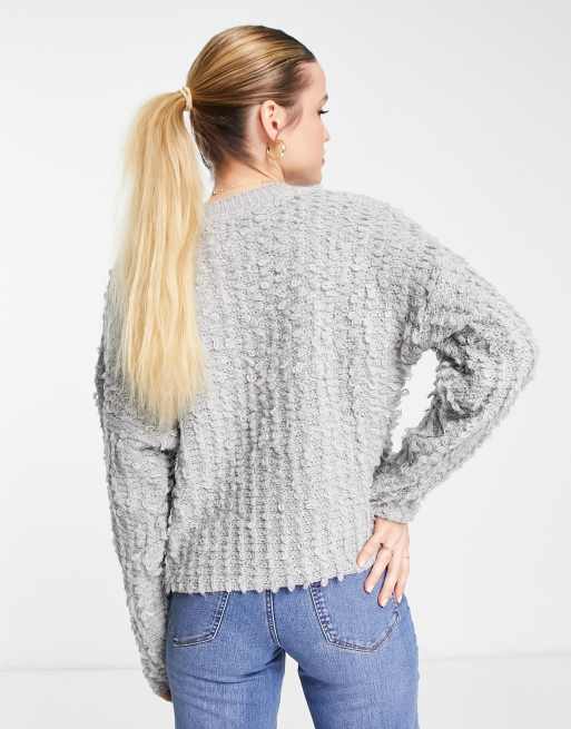 Only chunky textured knit sweater in camel