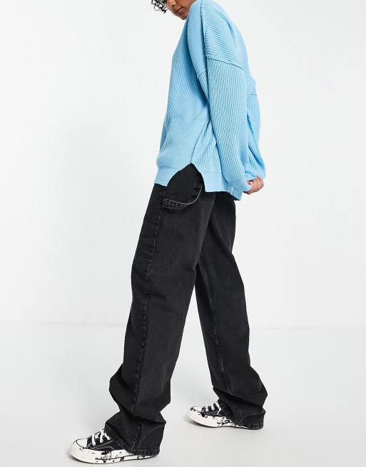ASOS DESIGN Tall oversized sweater in rib in blue, 4 of 4