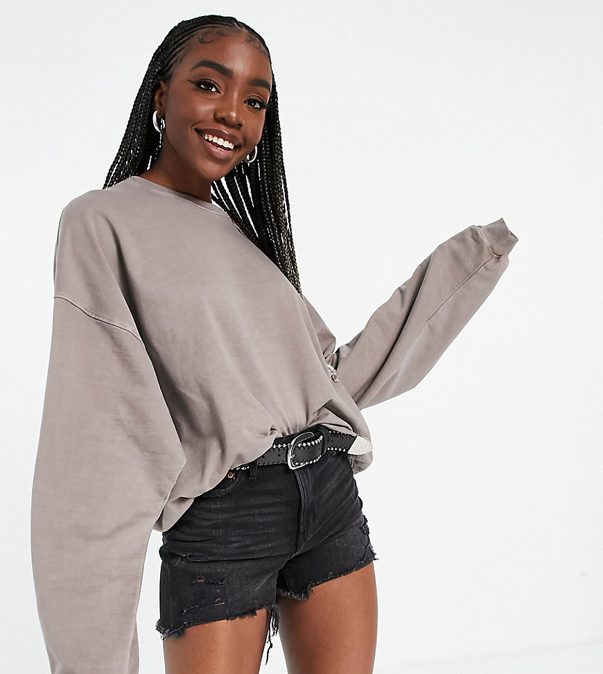 ASOS DESIGN Tall oversized sweatshirt in washed brown