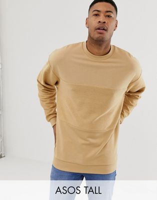 ASOS DESIGN Tall - Oversized sweatshirt met revers in beige