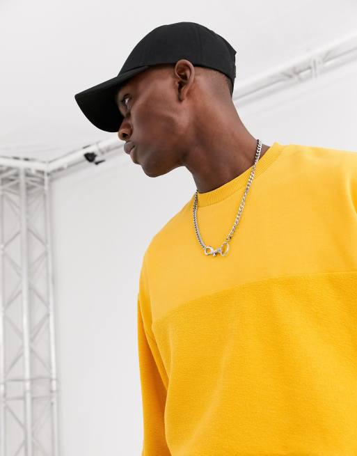 Nike reverse panel discount sweatshirt in yellow