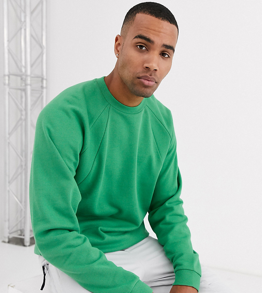 ASOS DESIGN Tall oversized sweatshirt with rib detail-Green