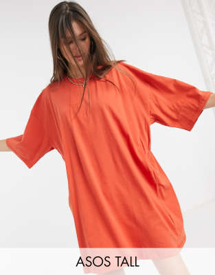 orange oversized t shirt dress