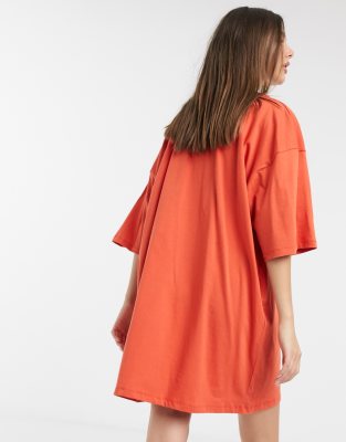 burnt orange t shirt dress