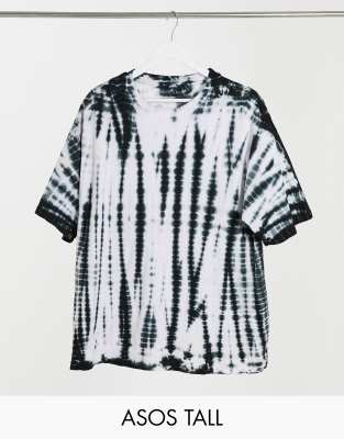 Faoswalim Design Tall Oversized T Shirt In Bleached Mono Tie Dye Faoswalim