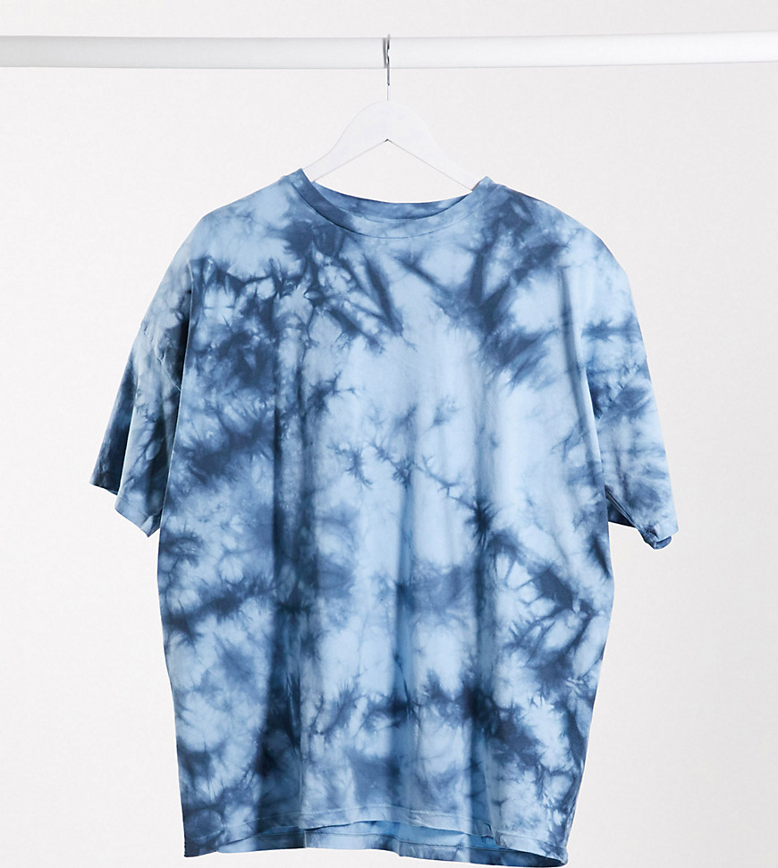 ASOS DESIGN Tall - Oversized T-shirt met tie-dye in dezelfde tint-Blauw